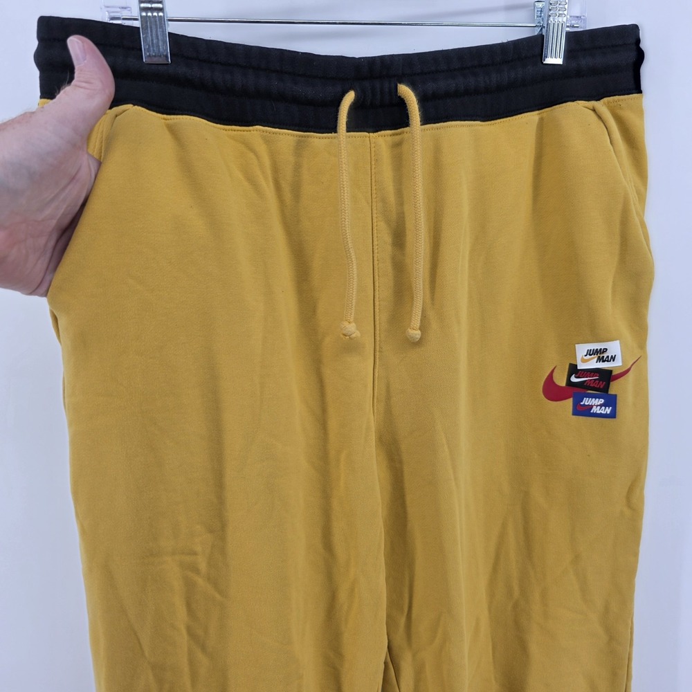 Nike Air Jordan Jumpman Jogger Pants Mens Large Yellow Drawstring Pockets - Picture 3 of 13